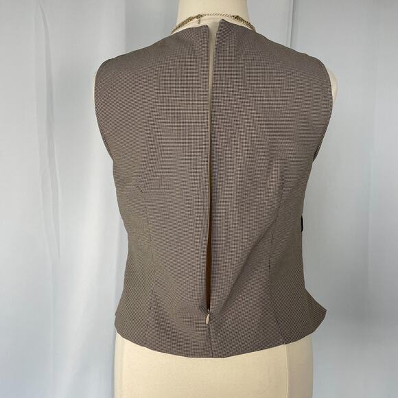 Vintage Tank Top Size 16 Black Cream Striped Minimalist Secretary Chic 90s Y2K - Picture 7 of 13